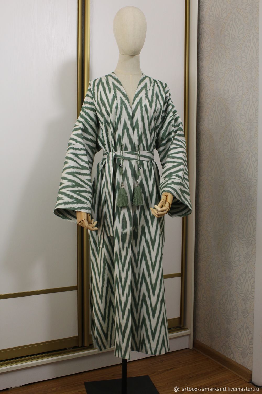 Узбекский чапан, кафтан из хлопковой ткани икат ручной работы (0354 ...