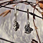 Украшения handmade. Livemaster - original item Earrings with pendants from the meteorite 