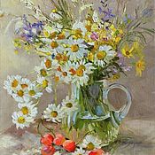 Картины и панно handmade. Livemaster - original item Paintings:Cartana oil Sunny mood (still life with daisies). Handmade.