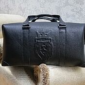 Спортивная дорожная сумка из натуральной кожи с ручным швом