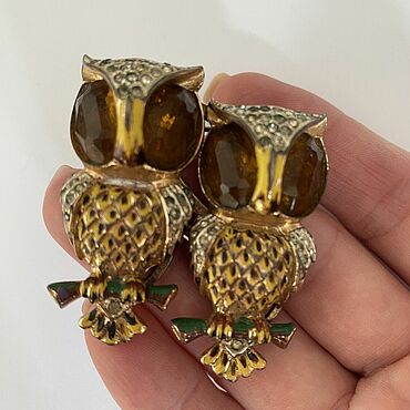 Винтаж ручной работы. Ярмарка Мастеров - ручная работа Винтаж: Coro duette sterling Совы. Handmade.