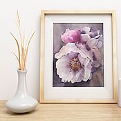 Картины и панно handmade. Livemaster - original item Paintings: watercolor Evening Peonies (pink white violet flowers). Handmade.