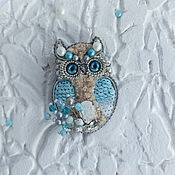 Украшения handmade. Livemaster - original item Owl Owl Brooch in sky blue. Handmade.