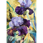 Картины и панно handmade. Livemaster - original item Painting Iris purple - watercolor. Handmade.