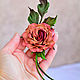 Order Leather Flowers Rose Triumph Tea Brooch gift for woman. flowersstyle (flowersstyle). Livemaster. . Brooches Фото №3