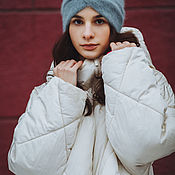 Женская вязанная шапка. Шапка из ангоры Италия. Теплая зимняя шапка