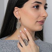 Украшения handmade. Livemaster - original item Azalea earrings and ring made of 925 sterling silver DD0017. Handmade.
