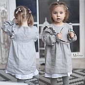 Одежда детская handmade. Livemaster - original item Dress for girls linen Amelia gray. Handmade.