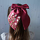 Order Bow Hairpin Linen Bordeaux - Rose Embroidery. annetka-ann (annetka-ann). Livemaster. . Hairpins Фото №3
