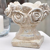 Для дома и интерьера handmade. Livemaster - original item Vintage Rose concrete candle holder for large candle. Handmade.