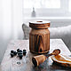 A cup with a drizzle lid made of natural Cedar for honey, etc.. KD3, Jars, Novokuznetsk,  Фото №1