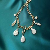 Украшения handmade. Livemaster - original item Gold chain necklace with large pearls. Handmade.
