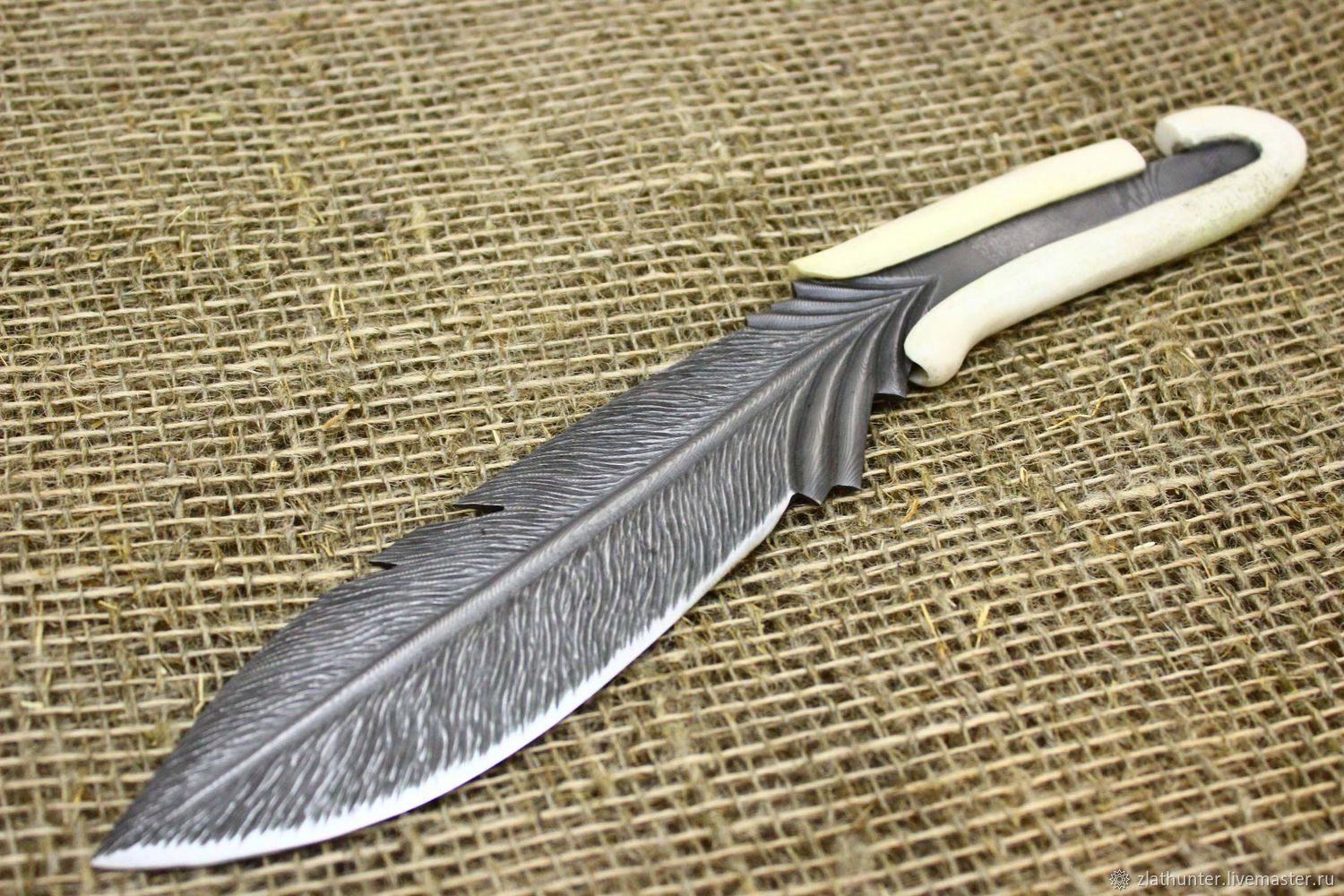 Handmade knife 'Pero' (horn handle) Damascus steel, Knives, Chrysostom,  Фото №1
