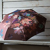 Аксессуары handmade. Livemaster - original item Folding umbrella machine with hand-painted Chocolate Autumn. Handmade.