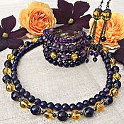 Украшения handmade. Livemaster - original item Bracelet and earrings made of amethyst, citrine and agate. Handmade.