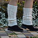  Fashionable down leggings of Milk color for women. Leg warmers. Down shop (TeploPuha34). My Livemaster. Фото №5
