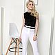 summer white pants, flared trousers, high-waisted pants