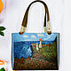 Claud Monet. Leather green white light blue bag 'The walk", Classic Bag, Bologna,  Фото №1