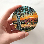 Картины и панно handmade. Livemaster - original item Painting landscape forest with river miniature oil. Handmade.