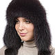 Women's fur ushanka Fox, Hat with ear flaps, Moscow,  Фото №1