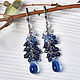 Long earrings-clusters of 'Twilight' with blue droplets. Earrings. Aliento-jewerly (alientojewelry). Online shopping on My Livemaster.  Фото №2