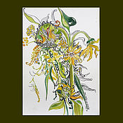 Картины и панно handmade. Livemaster - original item Picture. Sunflower, tansy and goldenrod. Handmade.