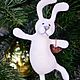 Felt toy White Hare with basket, Felted Toy, Heidelberg,  Фото №1