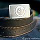 Leather belt with brass buckle 'Brotherhood of steel' Fallout. Straps. Leather product G.M.G.. Online shopping on My Livemaster.  Фото №2