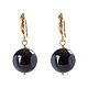 Copy of Earrings with black agate silver with cubic Zirconia, Earrings, Ekaterinburg,  Фото №1