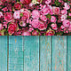 Виниловый фотофон "Розовые цветы, зеленый пол", 50х100 см, Фото, Новосибирск,  Фото №1
