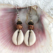 Украшения handmade. Livemaster - original item Earrings made of shells cowries 