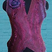 Scarf-stole felted silk double-sided Silver ice