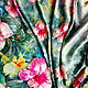 Искусственный шелк Тропические цветы. Купон, Ткани, Пятигорск,  Фото №1