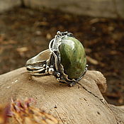 Украшения handmade. Livemaster - original item Skiff Ring with jade. Handmade.