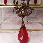 Винтаж handmade. Livemaster - original item Antique Czech necklace with red crystals. Handmade.
