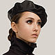 Beret Black leather, Berets, Nizhny Novgorod,  Фото №1