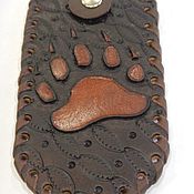 Сумки и аксессуары handmade. Livemaster - original item Leather key holder bear paw. Handmade.