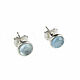 Earrings with aquamarine silver, earrings with aquamarine in silver, Stud earrings, Moscow,  Фото №1