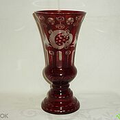 Винтаж handmade. Livemaster - original item Vase 20,8 cm. RUBY glass, glaze. Thread. EGERMANN EGERMANN. Handmade.