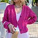 Women's knitted fuchsia cardigan made of pure cotton in stock