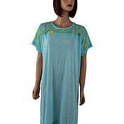 Одежда handmade. Livemaster - original item Summer light tunic of knitwear and lace blue long. Handmade.
