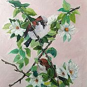 Картины и панно handmade. Livemaster - original item Oil painting. Birds Flowers.. Handmade.