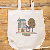 Сумки и аксессуары handmade. Livemaster - original item Cotton bag-shopper "Beige House". Handmade.