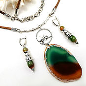 Украшения handmade. Livemaster - original item Set of Long jewelry with a pendant and earrings 