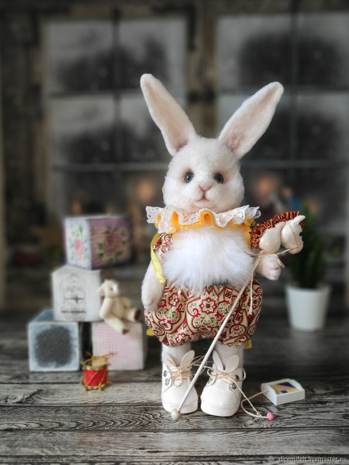 Белый Кролик Войлочная игрушка из шерсти:Иоанн, Войлочная игрушка, Калининград,  Фото №1