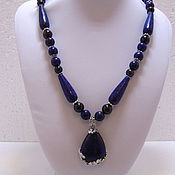 Украшения handmade. Livemaster - original item Necklace with a pendant made of lapis lazuli and garnet stones 