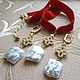 Collar-gamuza, pendientes de 'blanco como la nieve de las flores' (perlas del barroco, la seda), Jewelry Sets, Moscow,  Фото №1
