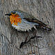 Textile brooch with embroidery Robin Bird. Brooches. Heat hands (TeplOlino). Online shopping on My Livemaster.  Фото №2