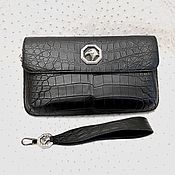Сумки и аксессуары handmade. Livemaster - original item Crocodile leather clutch bag in black!. Handmade.