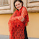 Stole Coral reef openwork knitted linen. Wraps. Bright Shawls by BorchankaZL. My Livemaster. Фото №5